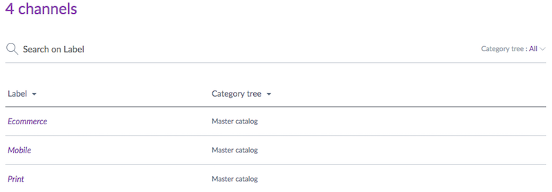 Channels in the Akeneo UI